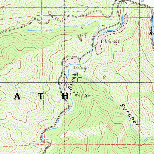 Topographic Map of Butcher Gulch, CA
