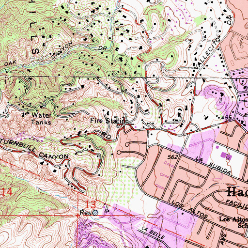 Topographic Map of Los Angeles County Fire Department Station 91, CA