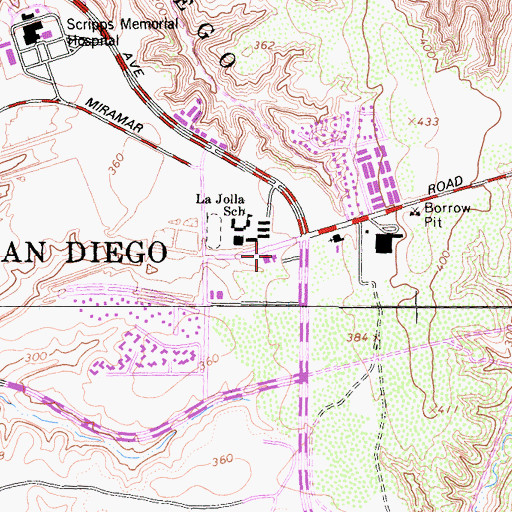 Topographic Map of San Diego Fire - Rescue Department Station 35, CA