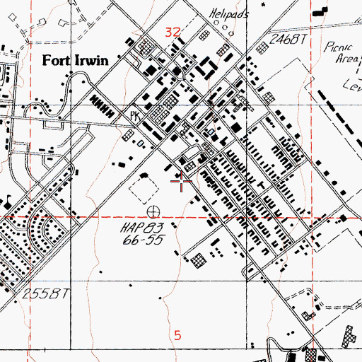 Topographic Map of Fort Irwin Fire Department Station 411, CA