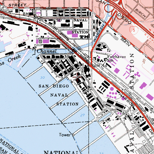 Topographic Map of Federal Fire Station San Diego 16, CA