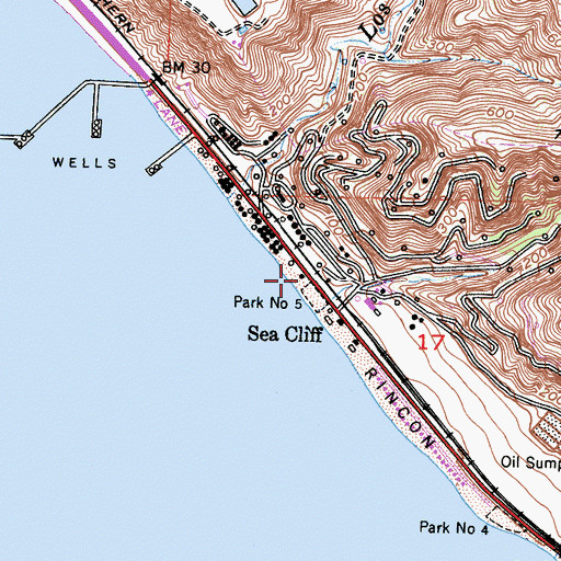 Topographic Map of Ventura County Fire Protection District Station 25 Rincon, CA