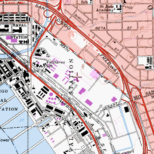 Topographic Map of Federal Fire Station San Diego Station 17, CA