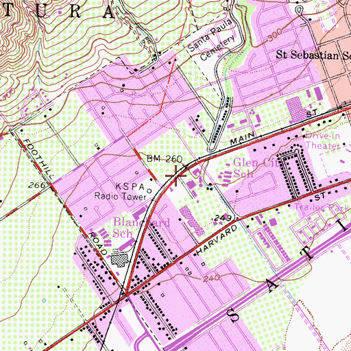 Topographic Map of City of Santa Paula Fire Department Station 2, CA