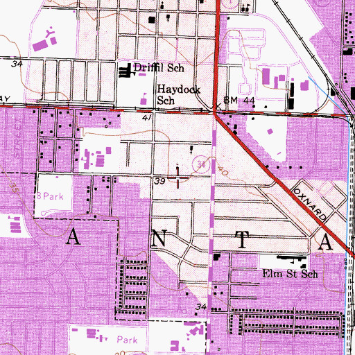 Topographic Map of Oxnard Fire Department Station 3, CA