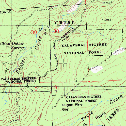 Topographic Map of Calaveras Bigtree National Forest (historical), CA