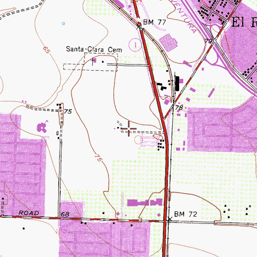 Topographic Map of Oxnard Fire Department Station 4, CA
