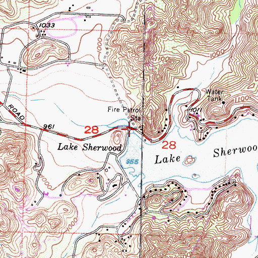 Topographic Map of Ventura County Fire Protection District Station 33 - Lake Sherwood, CA