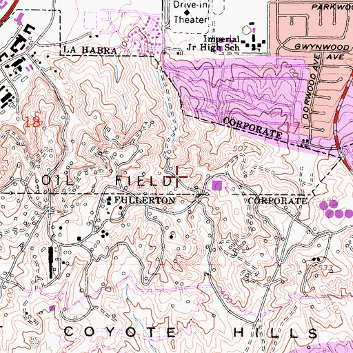 Topographic Map of Los Angeles County Fire Department Station 193, CA