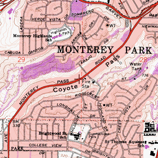 Topographic Map of City of Monterey Park Fire Department Station 63, CA