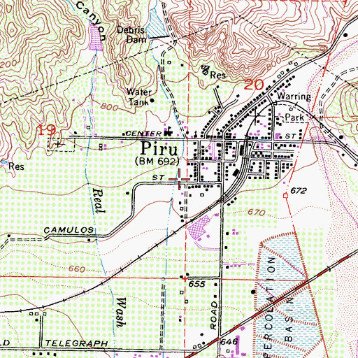 Topographic Map of Ventura County Fire Protection District Station 28 Piru, CA