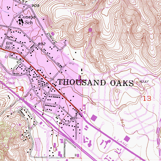 Topographic Map of Ventura County Fire Protection District Station 31 - Westlake, CA