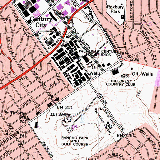 Topographic Map of Fox Studios Fire Department, CA