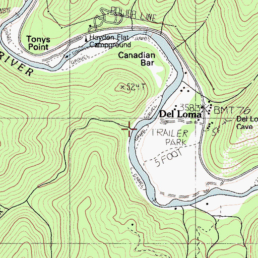 Topographic Map of Canadian Creek, CA