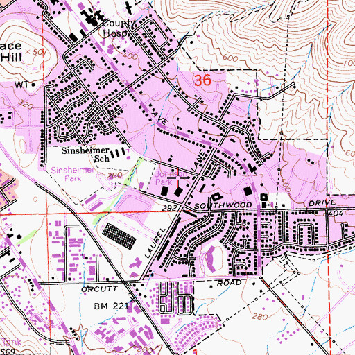 Topographic Map of San Luis Obispo City Fire Department Station 3, CA