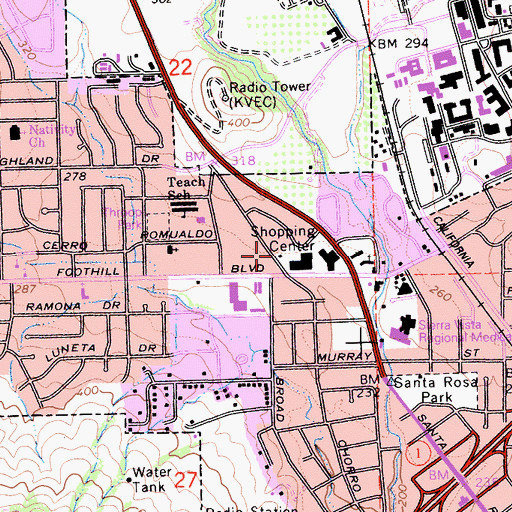 Topographic Map of San Luis Obispo City Fire Department Station 2, CA