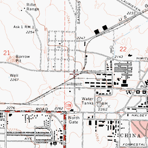 Topographic Map of China Lake Naval Air Weapons Fire Department Station 3, CA