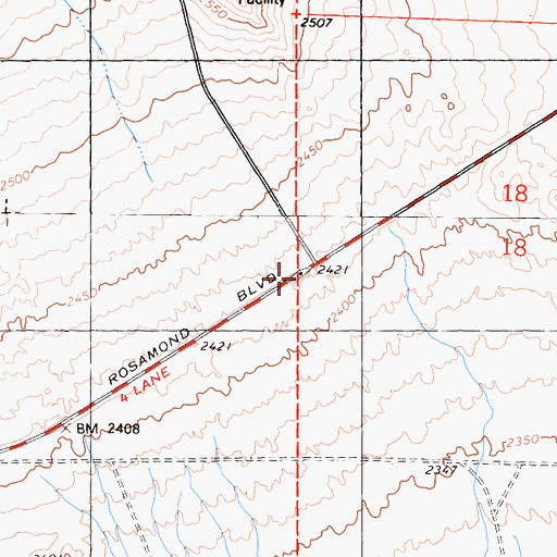 Topographic Map of Edwards Air Force Base Fire Protection Division Station 4, CA