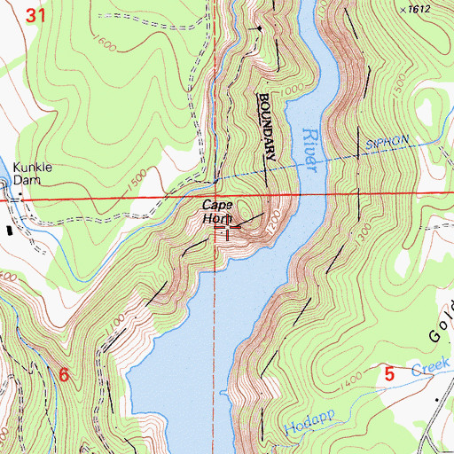 Topographic Map of Cape Horn, CA