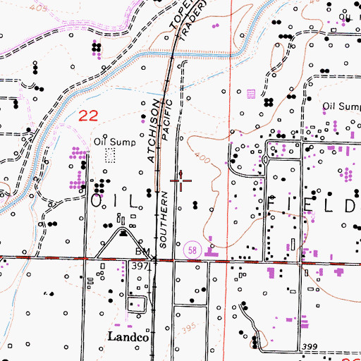 Topographic Map of Kern County Fire Department Station 66 Landco, CA