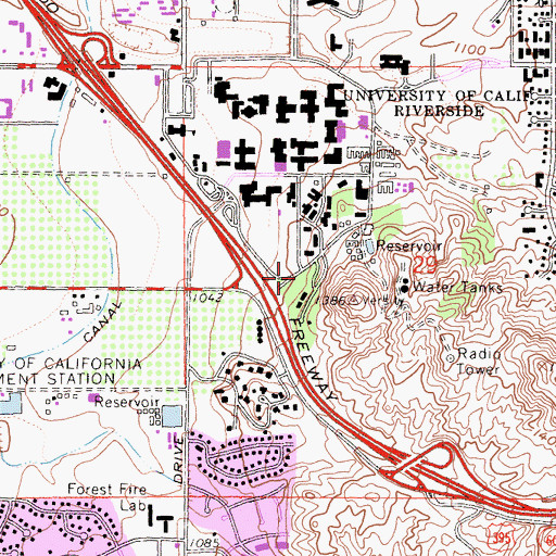 Topographic Map of University of California Riverside Fire Safety, CA