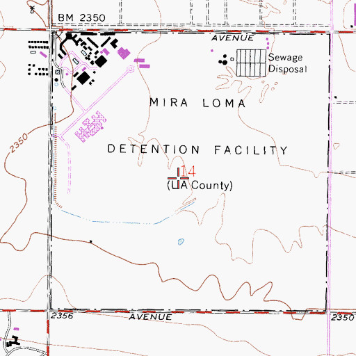 Topographic Map of California State Prison - Los Angeles County Fire Department, CA
