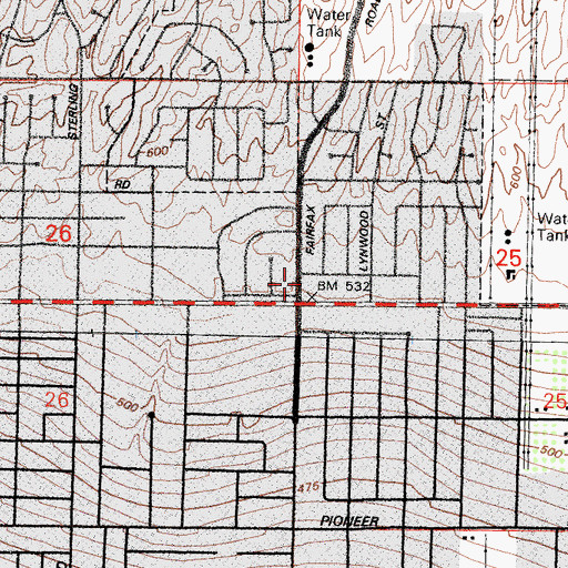 Topographic Map of Kern County Fire Department Station 42 Niles, CA
