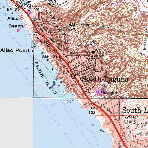 Topographic Map of Laguna Beach Fire Department Station 4, CA