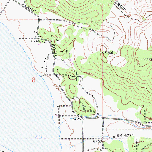 Topographic Map of Baldwin Lake Volunteer Fire Department, CA