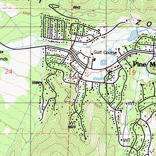 Topographic Map of Kern County Fire Department Station 58 - Pine Mountain Club, CA