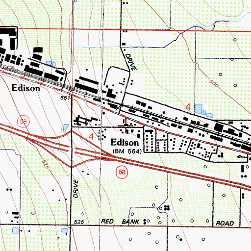 Topographic Map of Kern County Fire Department Station 45 Edison, CA