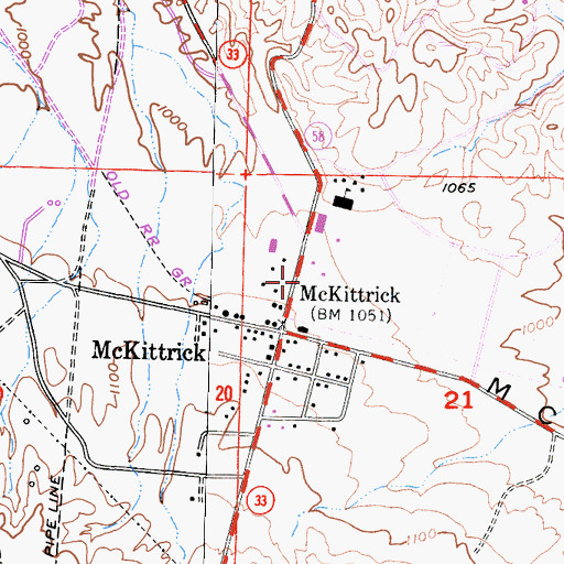 Topographic Map of Kern County Fire Department Station 24 McKittrick, CA