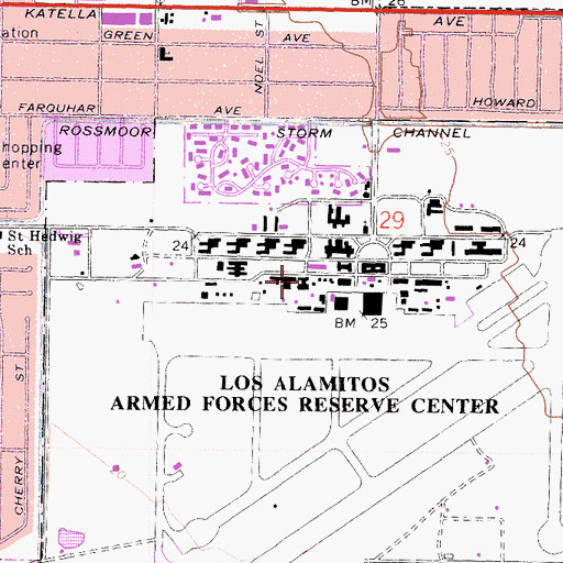 Topographic Map of Los Alamitos Army Airfield Fire Department, CA