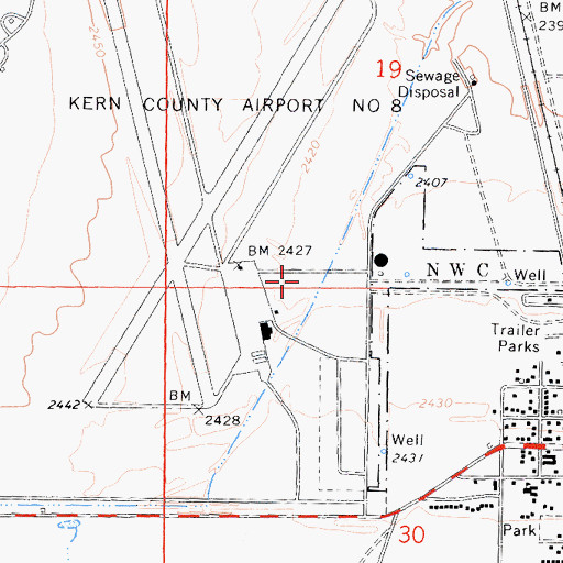 Topographic Map of Kern County Fire Department Station 73 Inyokern, CA
