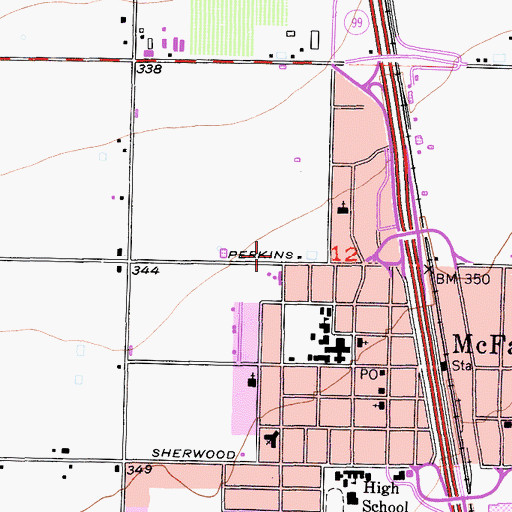 Topographic Map of Kern County Fire Department Station 33 McFarland, CA