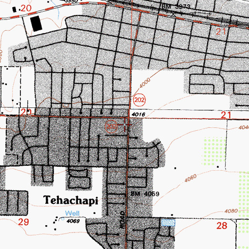 Topographic Map of Kern County Fire Department Station 12 Tehachapi, CA