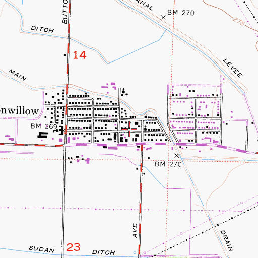 Topographic Map of Kern County Fire Department Station 25 Buttonwillow, CA