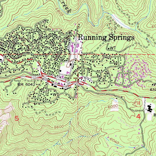 Topographic Map of Running Springs Fire Department Station 50, CA