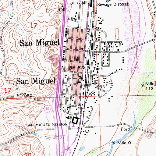 Topographic Map of San Miguel Community Services District Fire Department, CA
