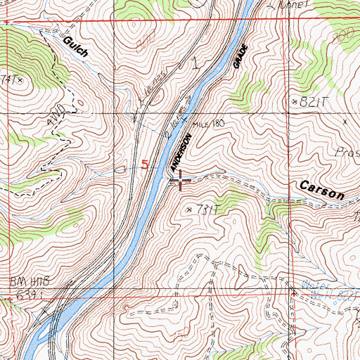 Topographic Map of Carson Gulch, CA