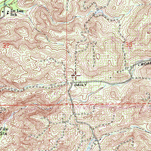 Topographic Map of De Luz Volunteer Fire Department, CA