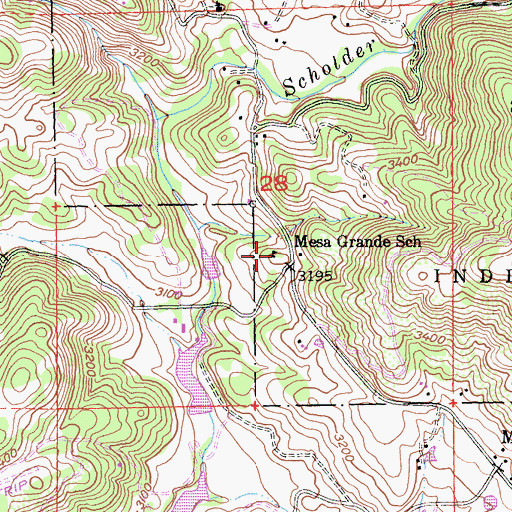 Topographic Map of Mesa Grande Fire Department, CA