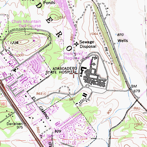 Topographic Map of Atascadero State Hospital Fire Department, CA