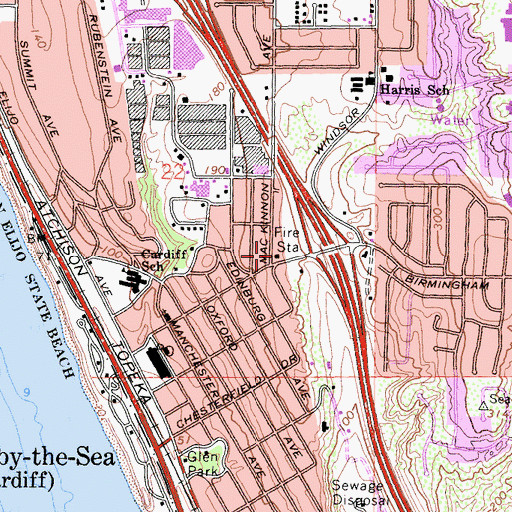 Topographic Map of Encinitas Fire Department Station 2, CA