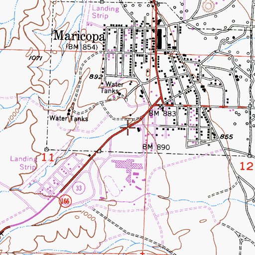Topographic Map of Kern County Fire Department Station 22 Maricopa, CA