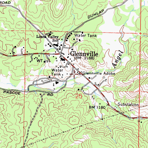 Topographic Map of Kern County Fire Department Station 36 Glennville, CA