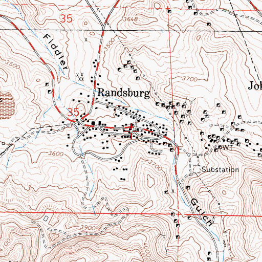 Topographic Map of Kern County Fire Department Station 75 Randsburg, CA
