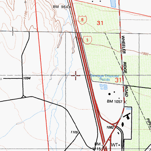 Topographic Map of Kern County Fire Department Station 55 Tejon Ranch, CA