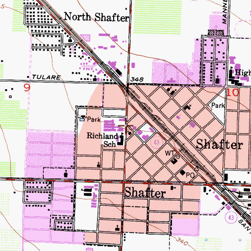 Topographic Map of Kern County Fire Department Station 32 Shafter, CA