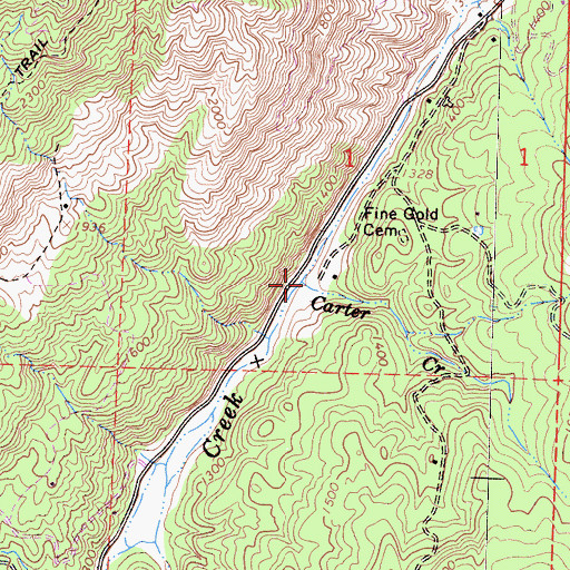 Topographic Map of Carter Creek, CA